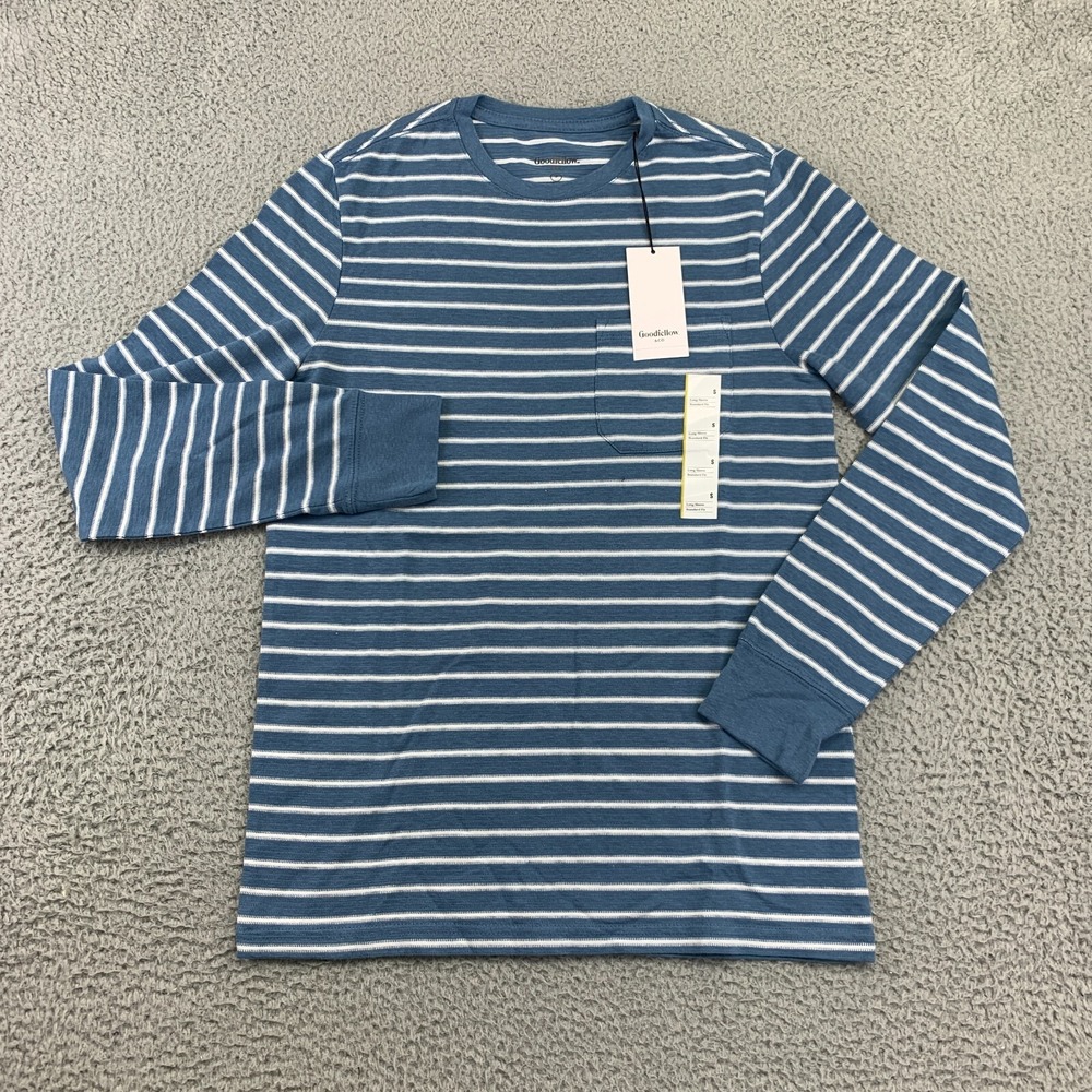 Goodfellow & Co Shirt Women's S Blue White Striped Lightweight Long Sleeve NWT